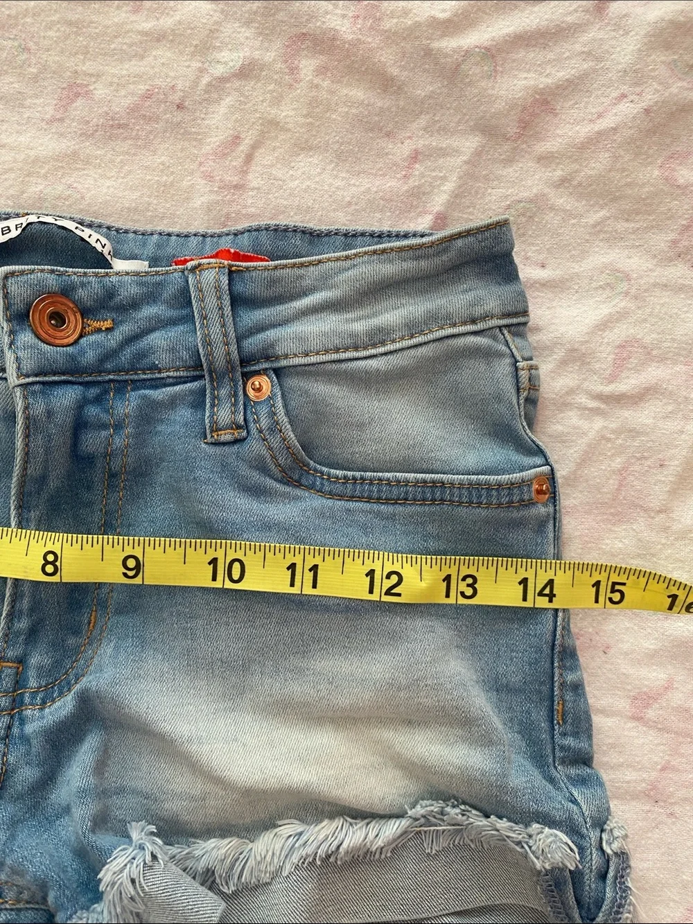 DKNY Girls' Dark and Light Blue Denim Shorts with Gold Studs